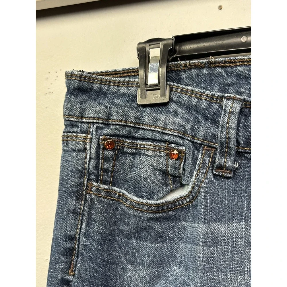 rue21 twentyone black Jeans Women 11/12R Blue Skinny Distressed Ripped Denim